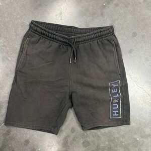 Hurley Y2K black Loungewear sweat shorts with holographic blue logo